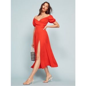 Reformation Red Midi Dress